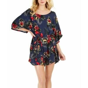 Roxy Women's Swimsuit Tropical Cover Up Navy Blue Floral Size Small NWT